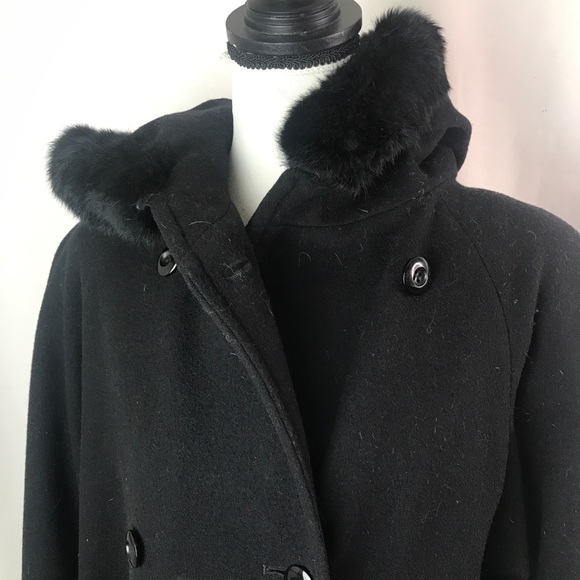 Donny Brook full length coat rabbit fur trim hood - Picture 9 of 11